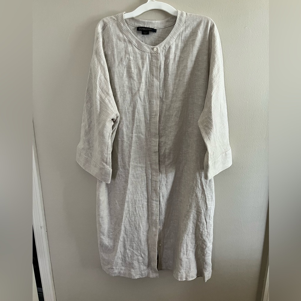 Pendleton Linen-blend shirt dress